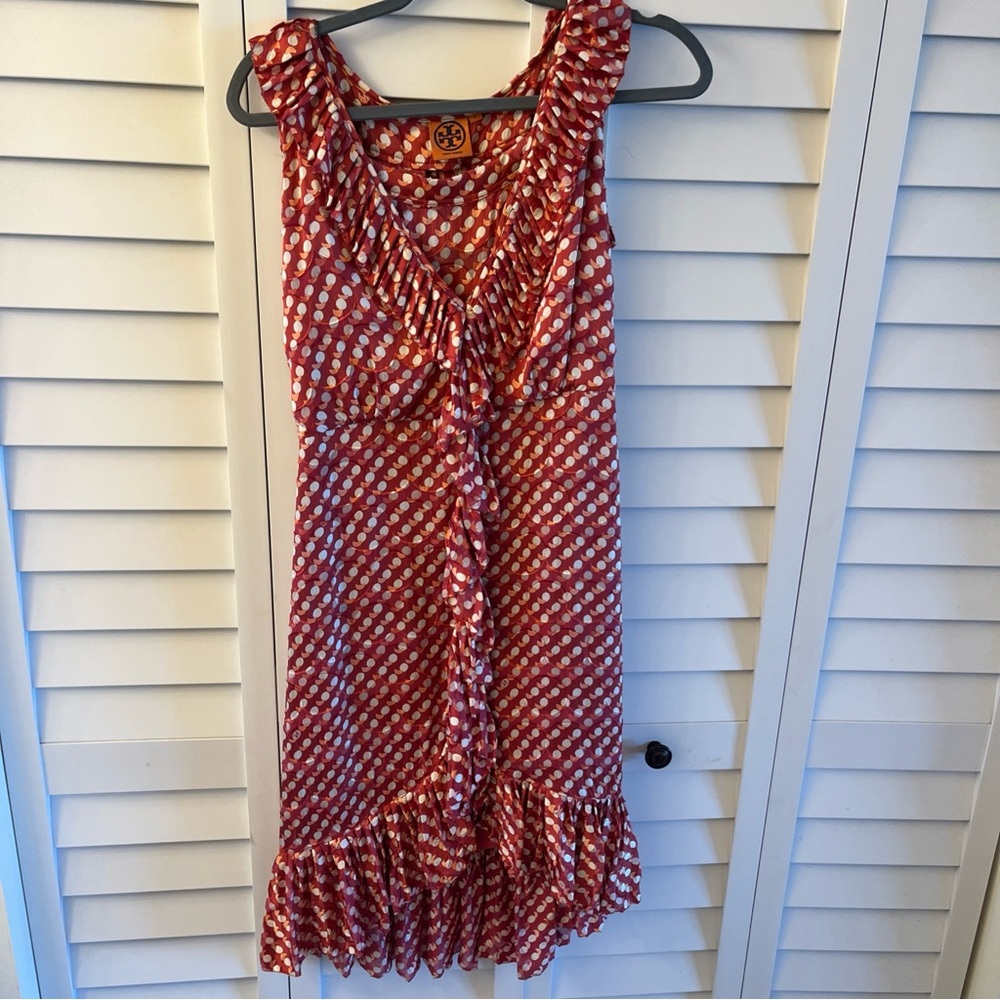 Tory Burch Red and White Midi Dress